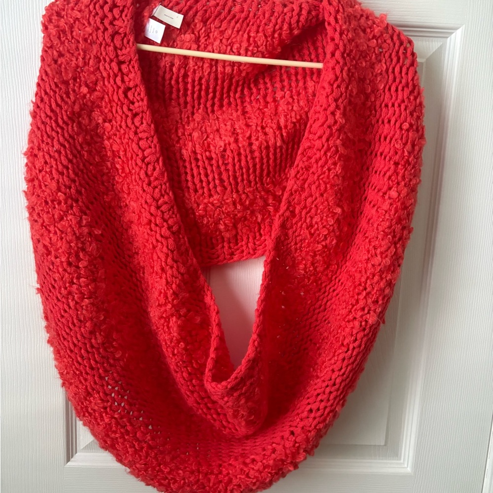 LOFT Vibrant Red /orange Knit Scarf